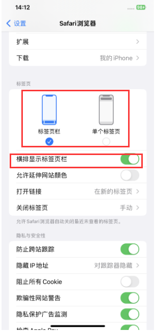 郭河镇苹果手机维修分享Safari浏览器如何切换标签栏位置 