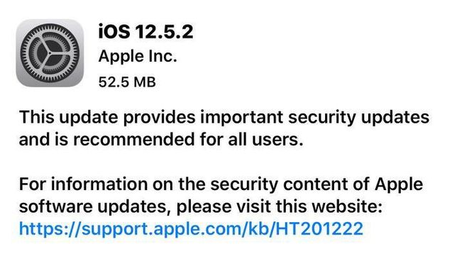 郭河镇苹果手机维修分享iOS12.5.2发布，建议所有老苹果用户安装 
